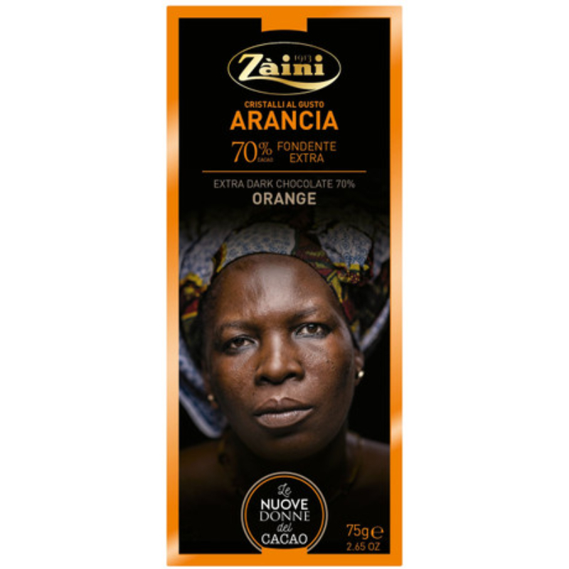 Зайни шоколад темный 70% с апельсином 75 гр
