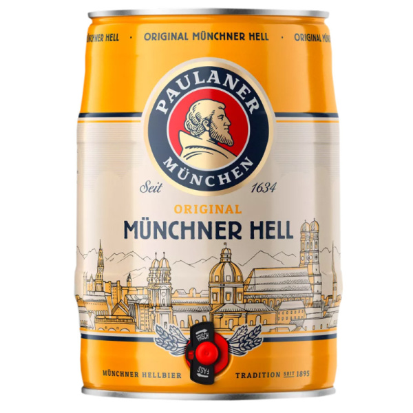 PAULANER MUNCHNER HELL Пиво светлое фильтрованное пастеризованное 5 л ЖБ