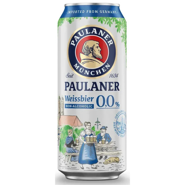 PAULANER WEISSBIER Пиво светлое нефильтрованное пастеризованное БЕЗАЛКОГОЛЬНОЕ 0,5 ЖБ