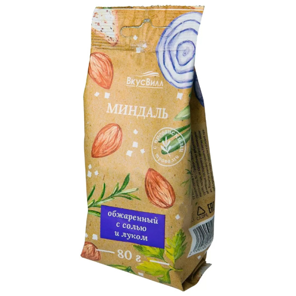 Вкусвилл миндаль обжаренный соленый с луком, 80 г