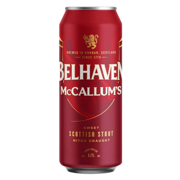 BELHAVEN MCCALLUMS STOUT Пиво темное фильтрованное пастеризованное алк.4,1%, 0,44 ЖБ